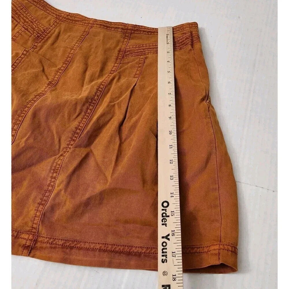 Anthropologie Briony Mini Skirt 4‎ Burnt Orange Button Fly Pockets Boho